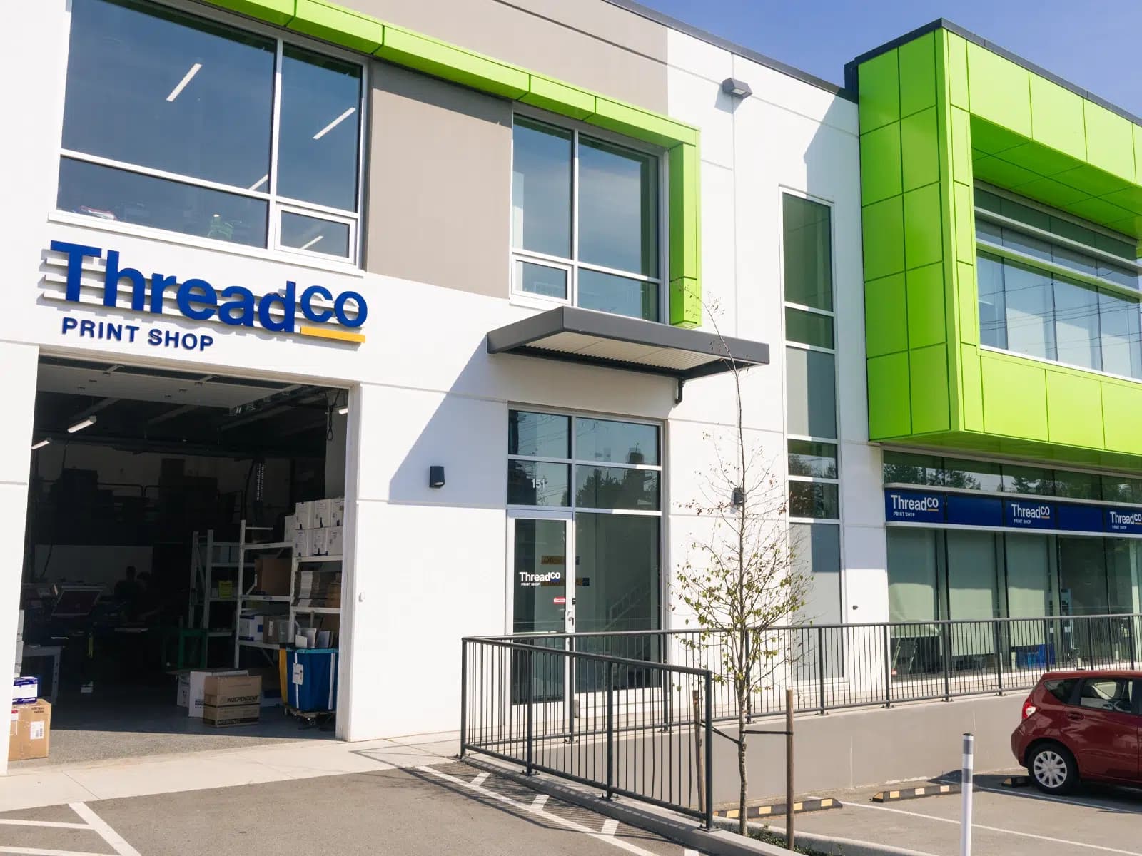 ThreadCo Print Shop building exterior on East Kent Avenue, Vancouver